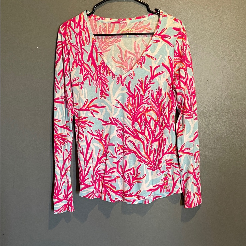 Lilly Pulitzer Pink and White Long Sleeve Tee